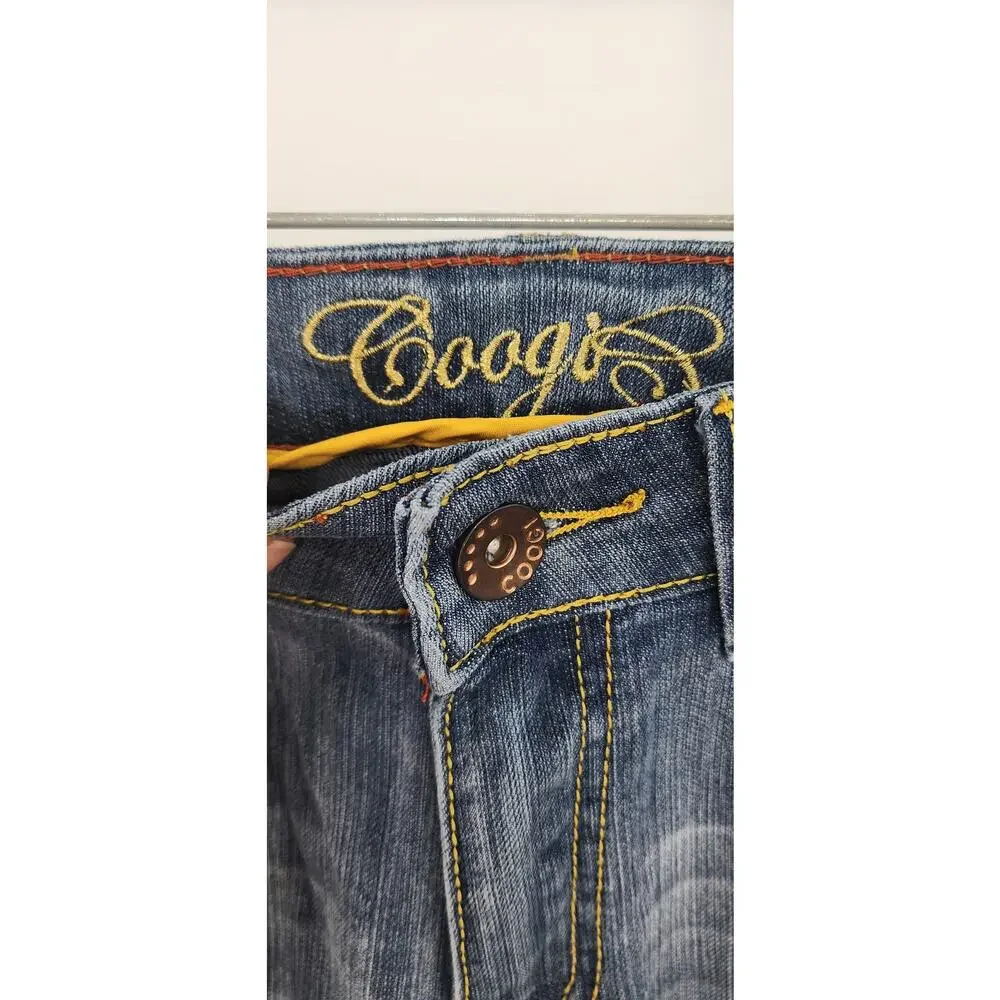 Kids Boys Wide Leg Coogi Gold Loop Chain Jeans‎ Embroidered Size 7/8